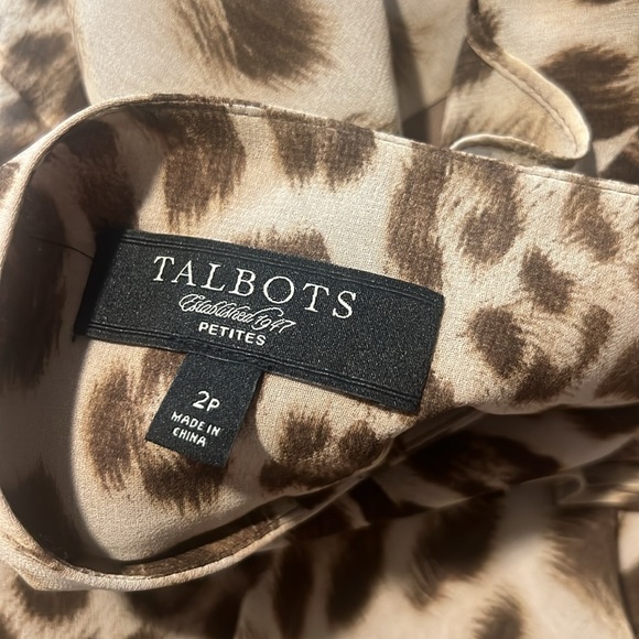 Talbots Ruffled layer leopard print sheer shirt side zipper cheetah - Picture 2 of 3